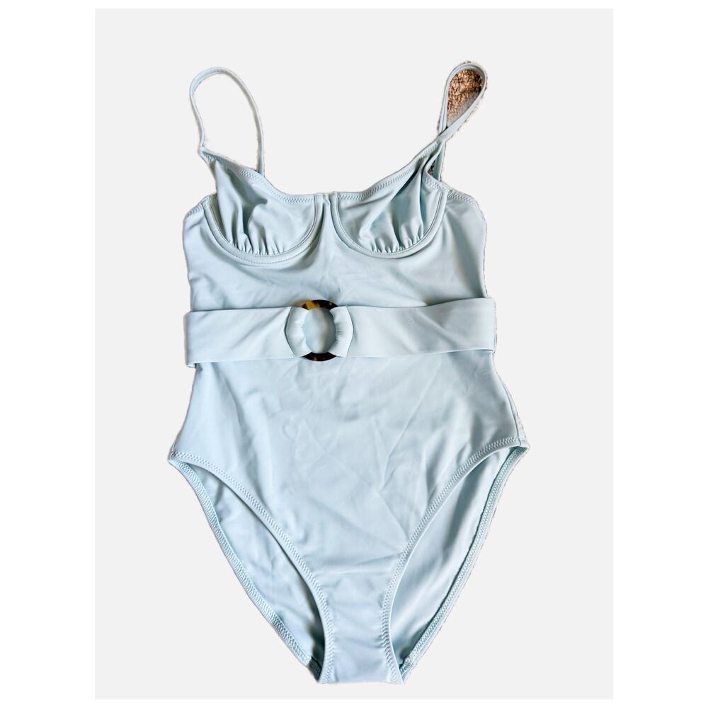 Solid & Striped x Madewell NWT Taylor One Piece Belted Swimsuit Cloud Blue XS - Picture 3 of 7